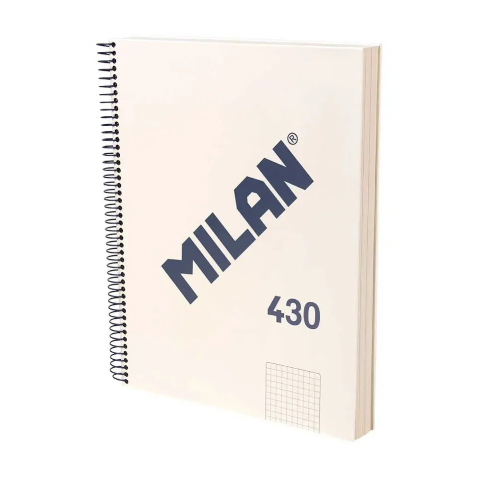 Milan Caiet 1918, A4, pătrățele mici, copertă tare, spirală, 120 file, bej