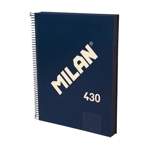 Carnet Milan 1918, A4, pătrate mici, copertă tare, spirală, 120 foi, albastru închis