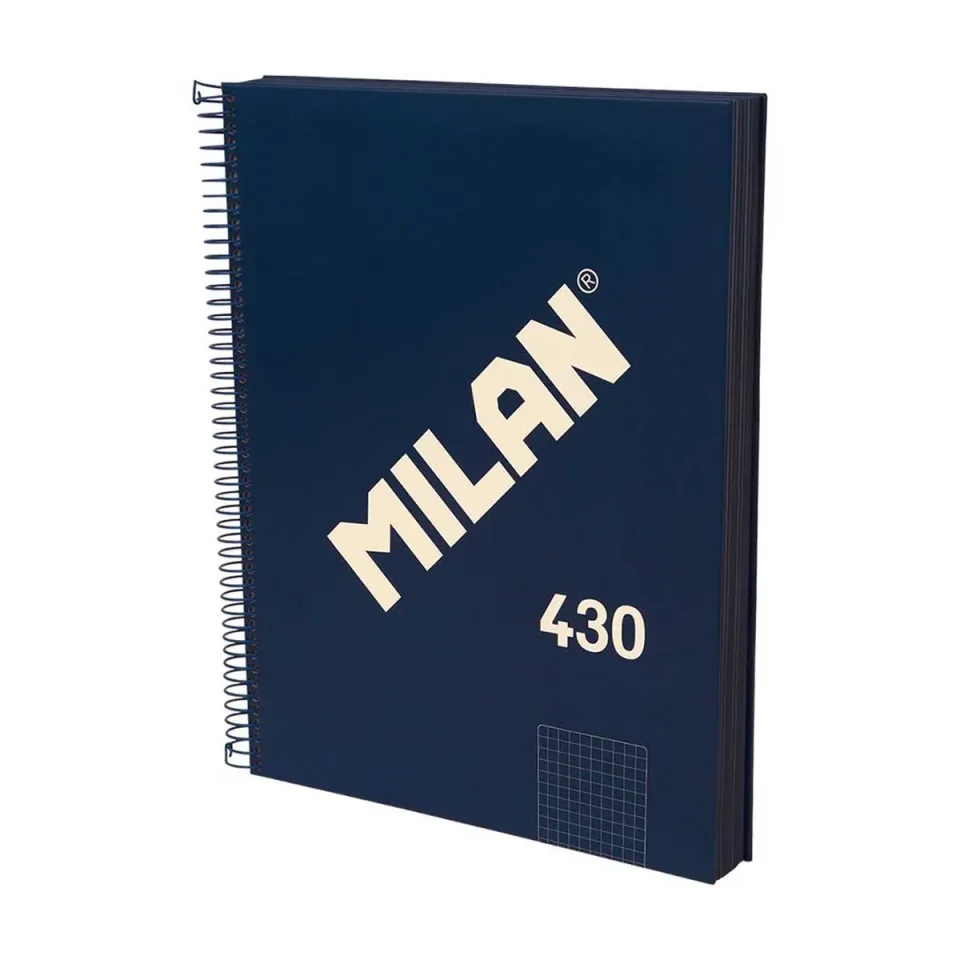 Carnet Milan 1918, A4, pătrate mici, copertă tare, spirală, 120 foi, albastru închis