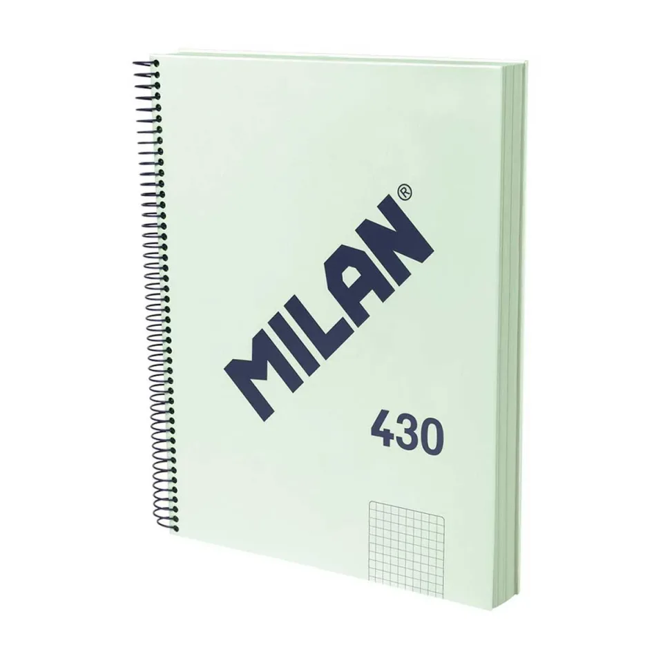 Carnet Milan 1918, A4, pătrățele mici, copertă tare, spirală, 120 foi, verde