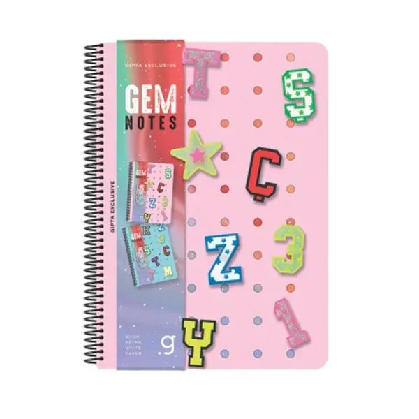 Carnet Gipta Gem Notes, A4, foi albe, linii late, copertă PP, spirală, 80 foi