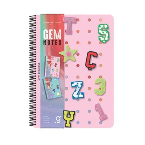 Gipta Caiet Gem Notes, A4, hârtie albă, cu pătrățele, copertă PP, spirală, 80 file