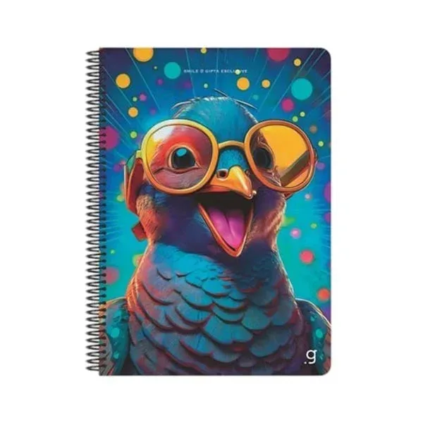 Gipta Caiet Smile, A4, hârtie albă, dictando lat, copertă PP, spirală, 80 file