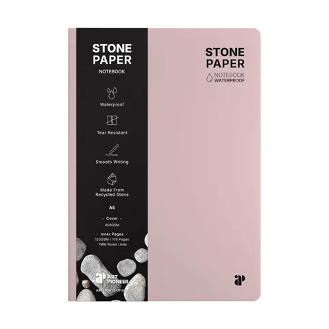 Art Pioneer Caiet Stone Paper, A5, copertă tare, 88 file, roz