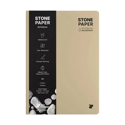 Caiet Art Pioneer Stone Paper, A5, copertă tare, 88 file, bej