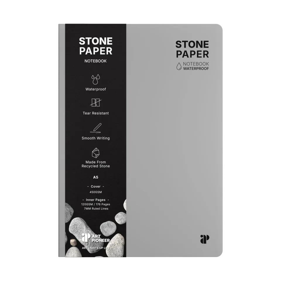 Art Pioneer Caiet Stone Paper, A5, copertă tare, 88 file, gri