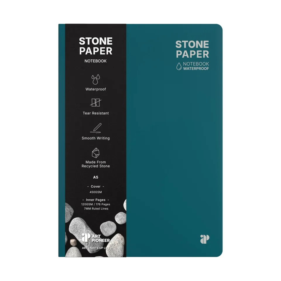 Caiet Art Pioneer Stone Paper, A5, copertă tare, 88 file, albastru închis