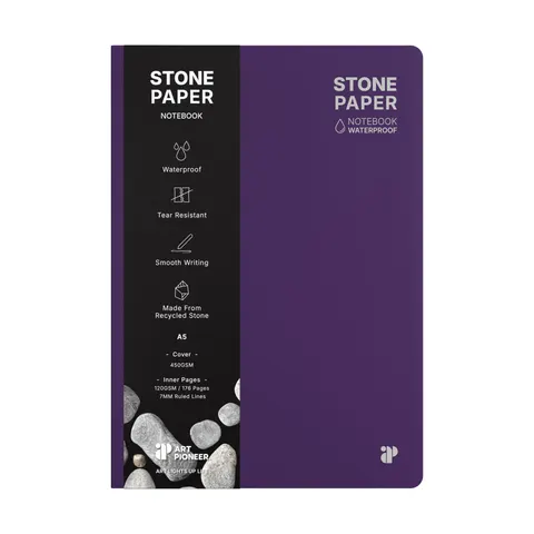 Caiet Art Pioneer Stone Paper, A5, copertă tare, 88 file, mov