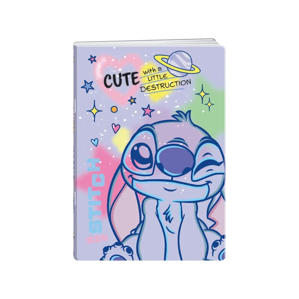 Caiet Disney Stitch Cute, A5, linii largi, hârtie offset, 20 file