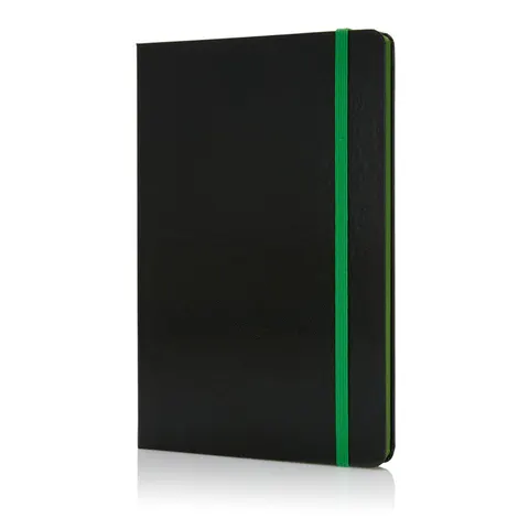 XD Caiet Deluxe, A5, 80 file, hârtie offset, cu elastic verde, negru
