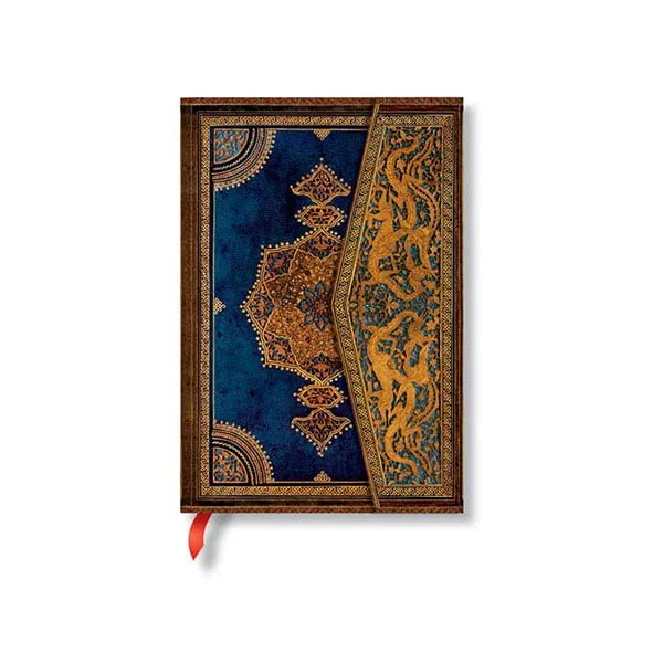 Paperblanks Caiet Safavid Indigo, Mini, cu linii late, copertă tare, 88 foi