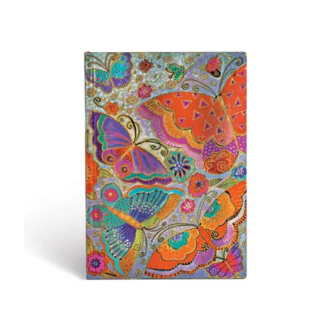 Caiet Paperblanks Flutterbyes, Midi, cu linii late, copertă moale, 88 coli
