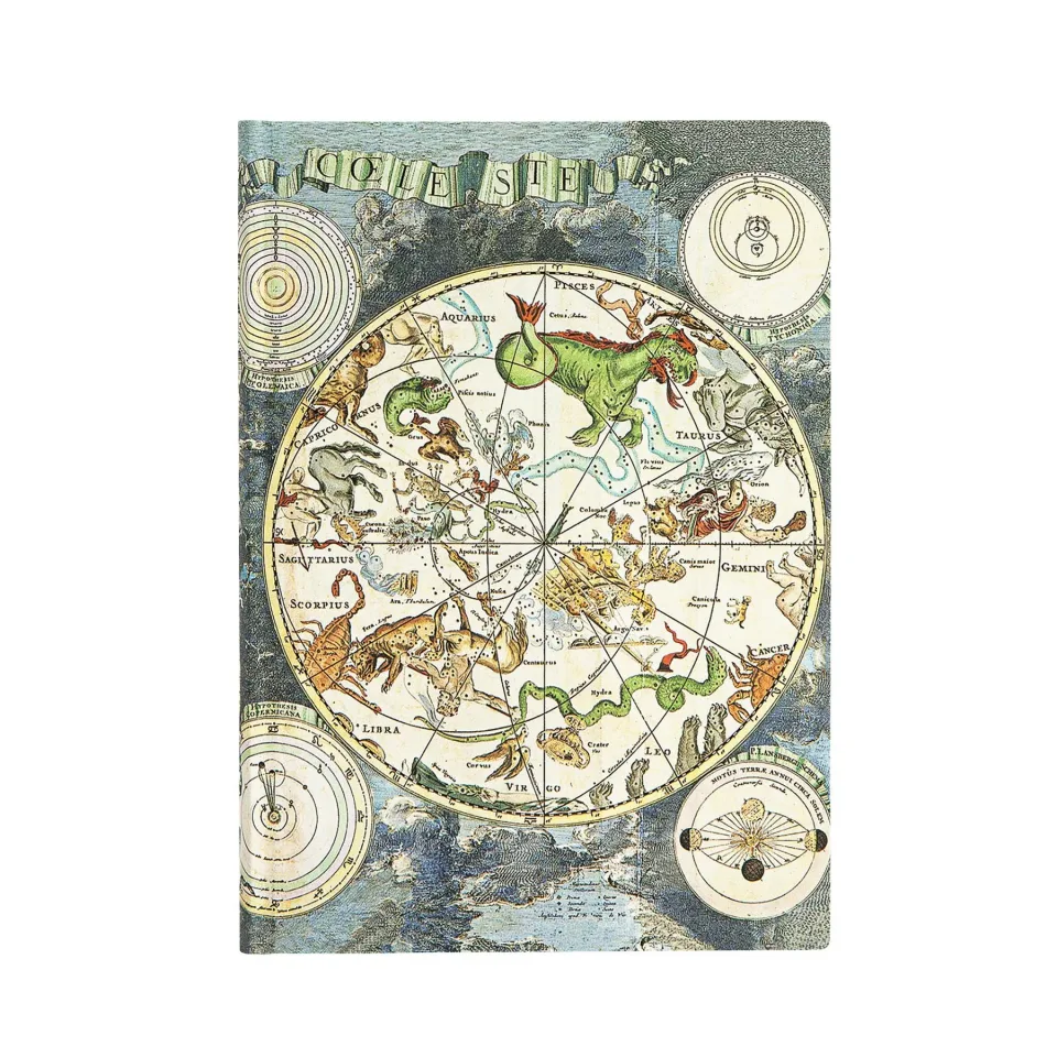 Paperblanks Caiet Celestial, Midi, dictando lat, copertă moale, 88 file