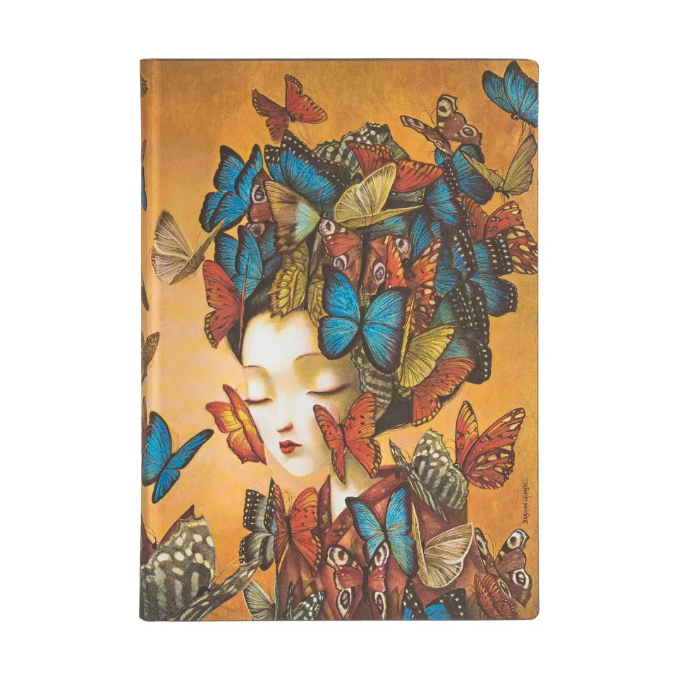 Caiet Paperblanks Madame Butterfly, Midi, liniatură lată, copertă moale, 88 file