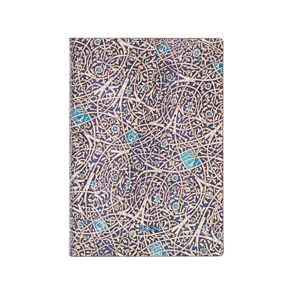 Paperblanks Planner Granada Turquoise, Midi, orizontal, copertă tare, 80 foi, pentru 2024