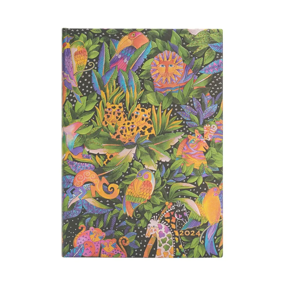Paperblanks Planner Jungle Song, Midi, Orizontal, Copertă moale, 88 file, pentru 2024