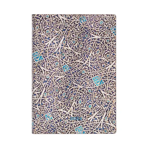 Paperblanks Planner Granada Turquoise, Midi, vertical, copertă tare, 80 foi, pentru 2024