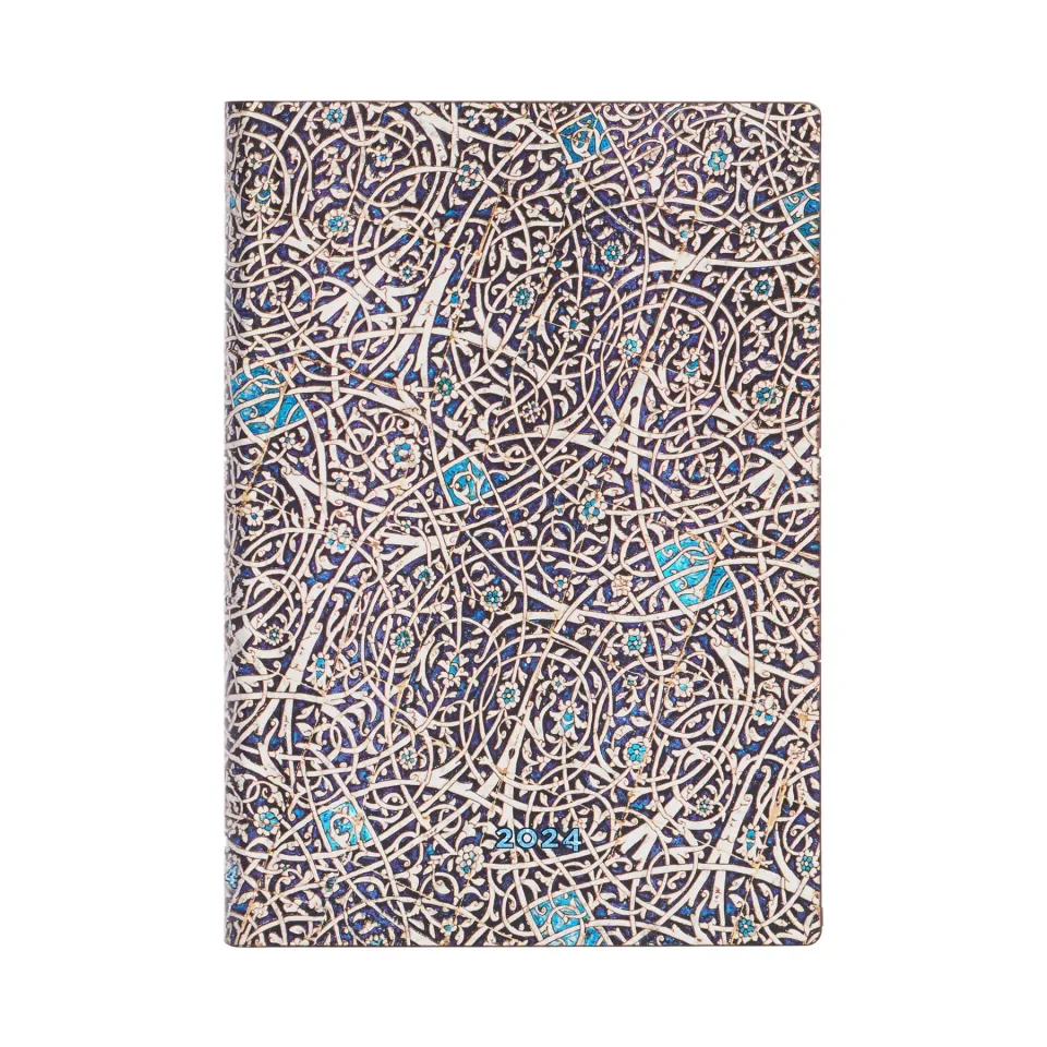 Paperblanks Planner Granada Turquoise, Midi, vertical, copertă tare, 80 foi, pentru 2024