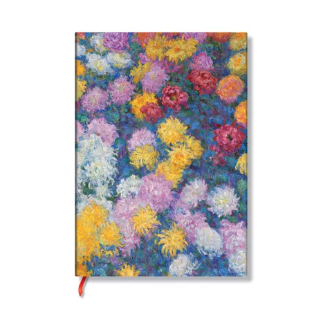 Paperblanks Caiet Monet Chrysanthemums, Midi, cu linii late, copertă tare, 72 file