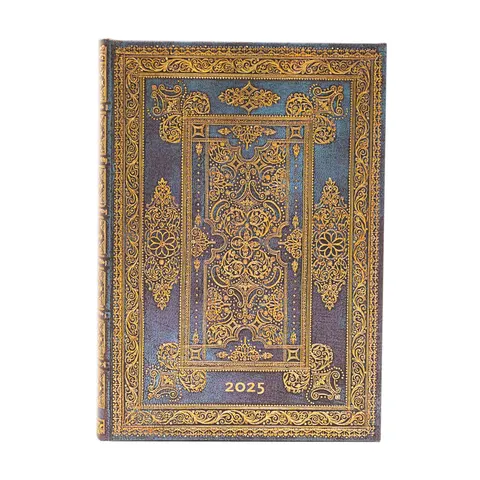 Paperblanks Agendă Blue Luxe, Midi, o zi pe pagină, copertă cartonată, 208 file, pentru 2025