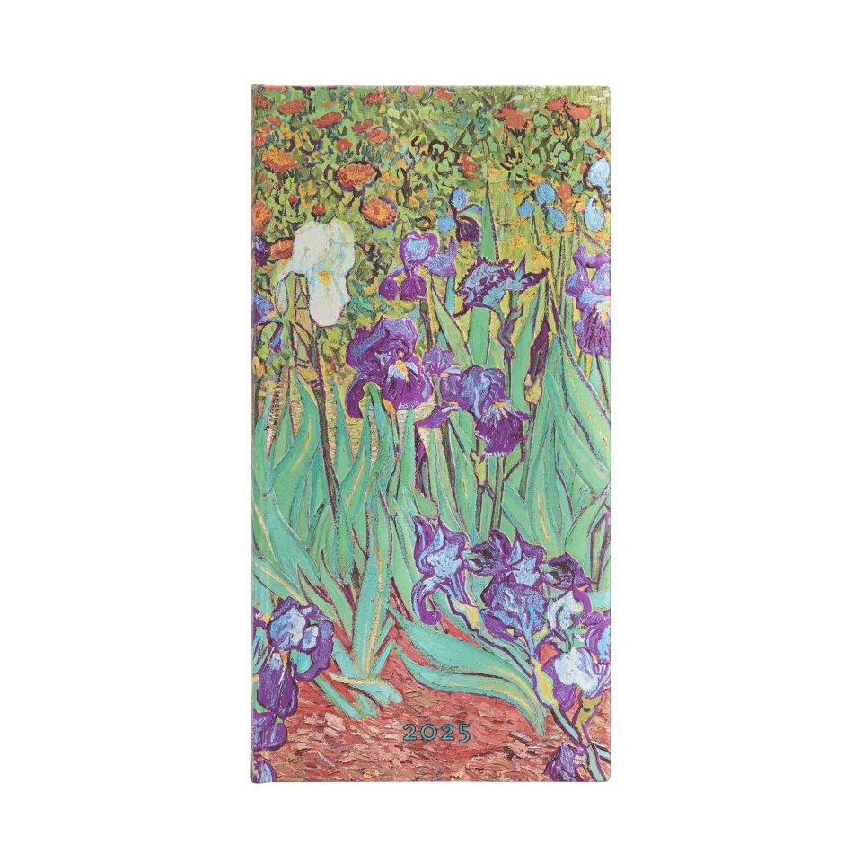 Planificator Paperblanks Van Gogh's Irises, Slim, orizontal, copertă tare, 80 file, pentru 2025