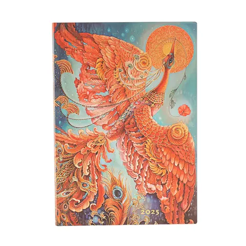 Planner Paperblanks Firebird, Midi, O zi pe pagină, Copertă moale, 216 file, pentru 2025