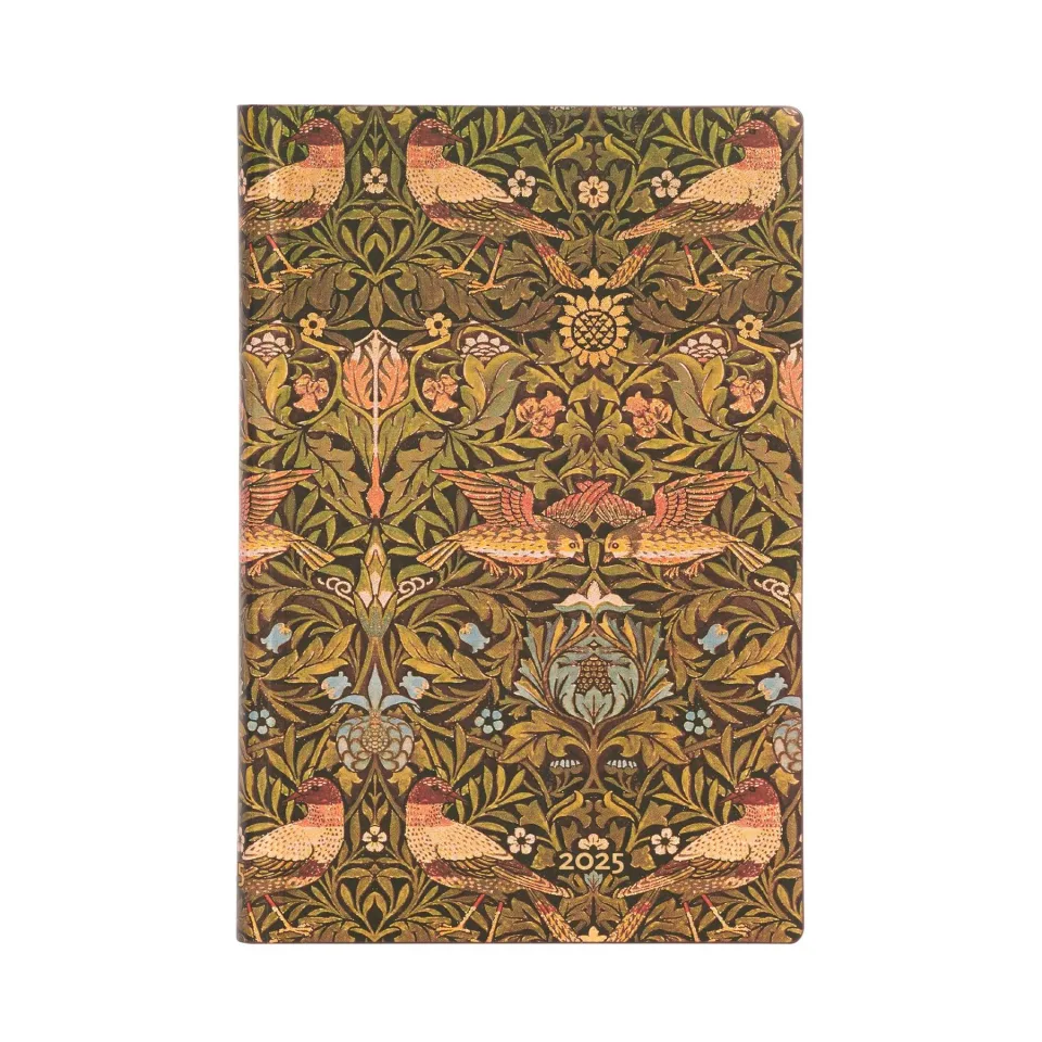 Paperblanks Planner Morris Birds, Mini, orizontal, copertă moale, 88 file, pentru 2025