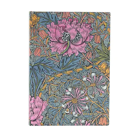 Paperblanks Planner Morris Pink, Midi, orizontal, copertă moale, 112 file, pentru 2024-2025