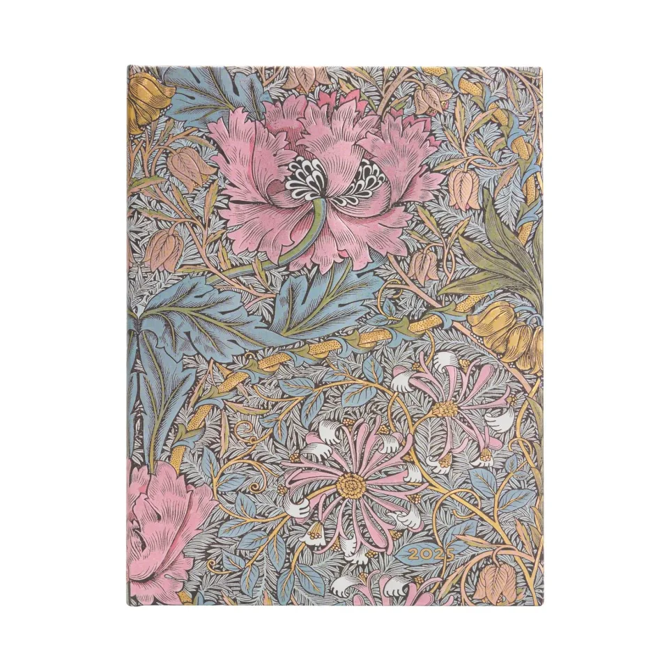 Paperblanks Planner Morris Pink, Ultra, orizontal, copertă tare, 80 file, pentru 2025