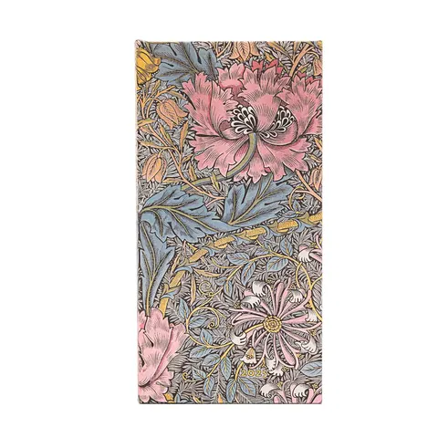 Paperblanks Planner Morris Pink, Slim, orizontal, copertă tare, 80 foi, pentru 2025