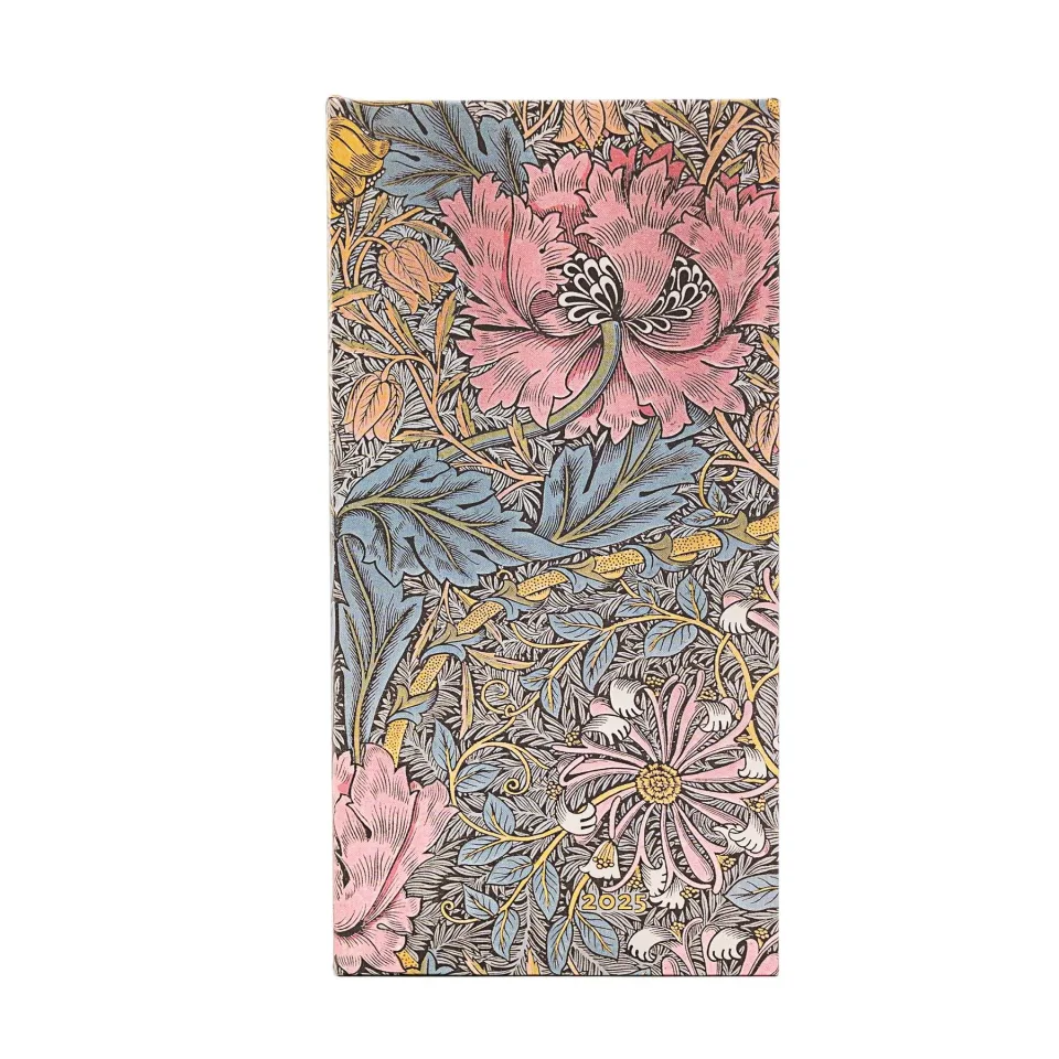 Paperblanks Planner Morris Pink, Slim, orizontal, copertă tare, 80 foi, pentru 2025