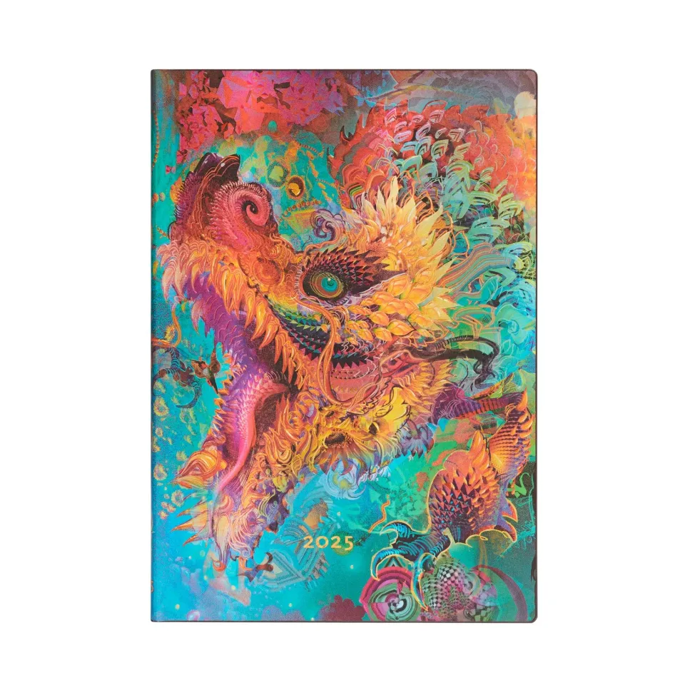 Paperblanks Planner Humming Dragon, Midi, orizontal, copertă moale, 88 foi, pentru 2025
