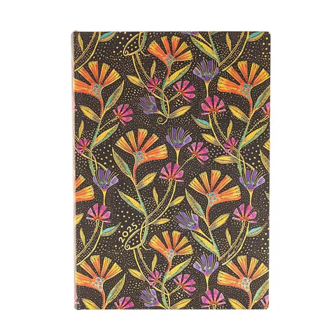 Paperblanks Planner Wild Flowers, Midi, 1 zi pe pagină, copertă moale, 216 file, pentru 2025