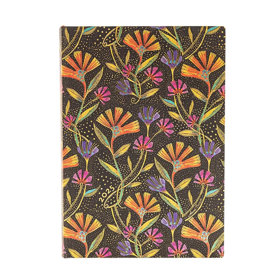 Paperblanks Planner Wild Flowers, Midi, 1 zi pe pagină, copertă moale, 216 file, pentru 2025
