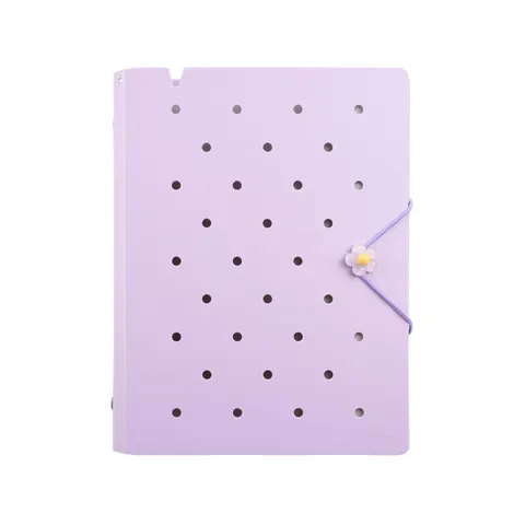 Carnet Sworld ME, A5, cu 6 inele, elastic, coli albe, 40 foi, mov