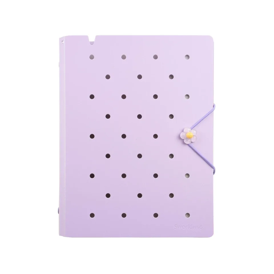 Carnet Sworld ME, A5, cu 6 inele, elastic, coli albe, 40 foi, mov