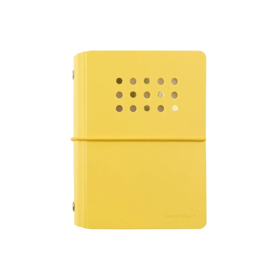 Sworld Caiet ME, A6, cu 6 inele, elastic, file albe, 40 file, galben