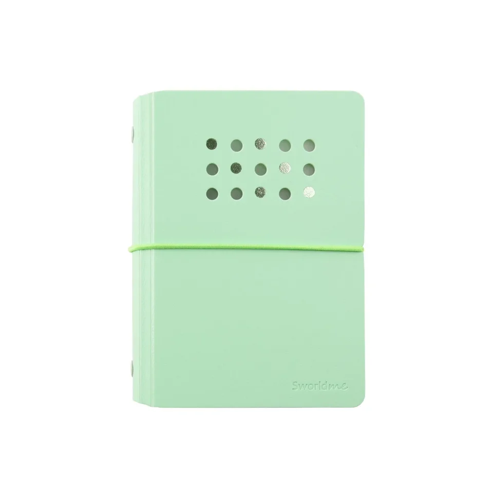 Carnet Sworld ME, A6, 6 inele, elastic, file albe, 40 file, verde