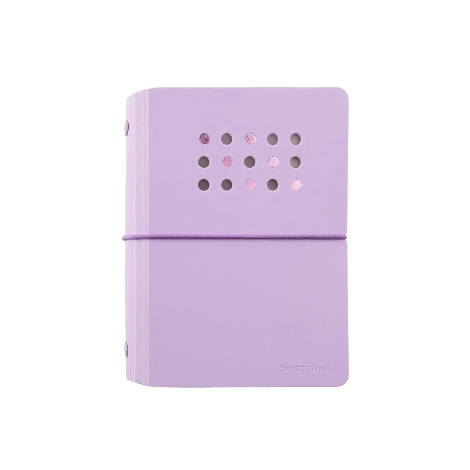 Caiet Sworld ME, A6, cu 6 inele, elastic, foi albe, 40 de foi, mov