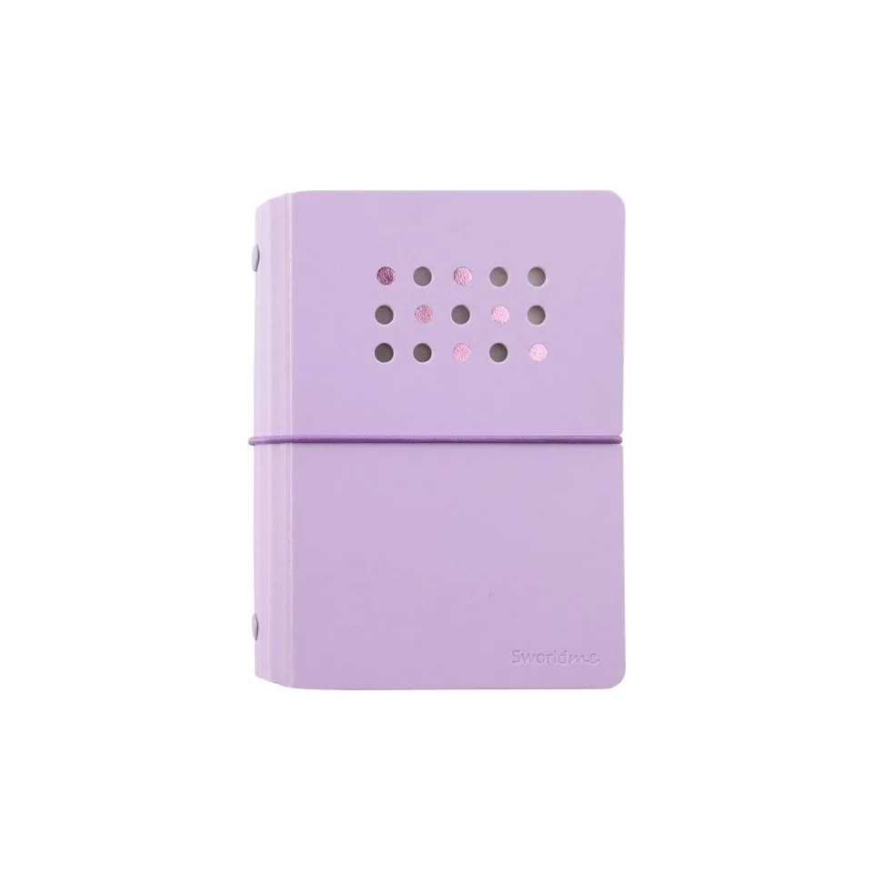 Sworld Caiet ME, A7, cu 6 inele, elastic, file albe, 40 file, mov