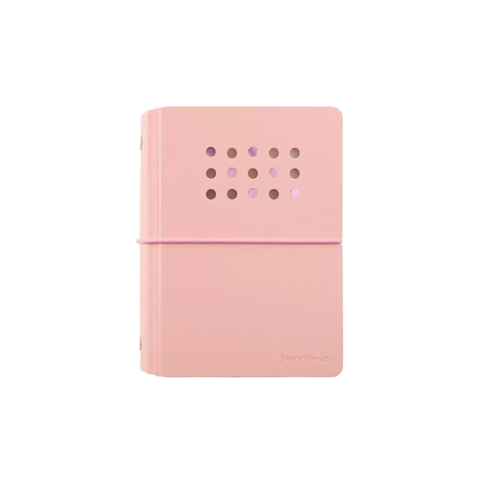 Sworld Caiet ME, A7, cu 6 inele, elastic, foi albe, 40 file, roz