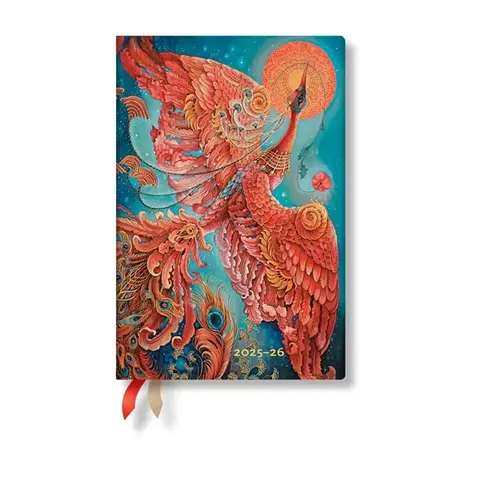 Paperblanks Planner Firebird, Mini, orizontal, copertă tare, 104 file, pentru 2025-2026
