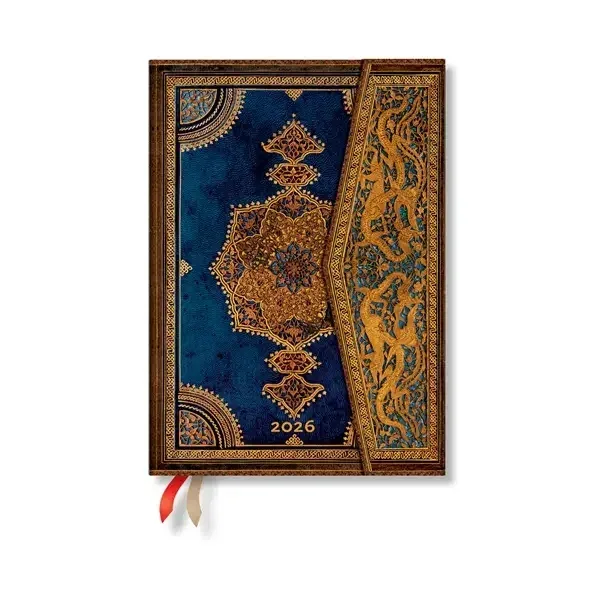 Paperblanks Planner Safavid Indigo, Midi, orizontal, copertă tare, 80 file, pentru 2026