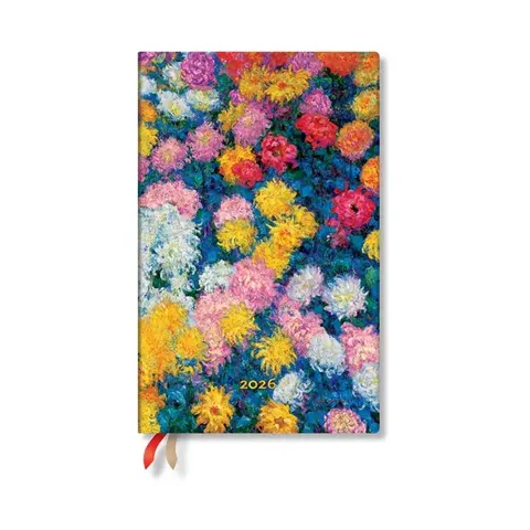 Paperblanks Planner Monet Chrysanthemums, Maxi, vertical, copertă tare, 80 file, pentru 2026