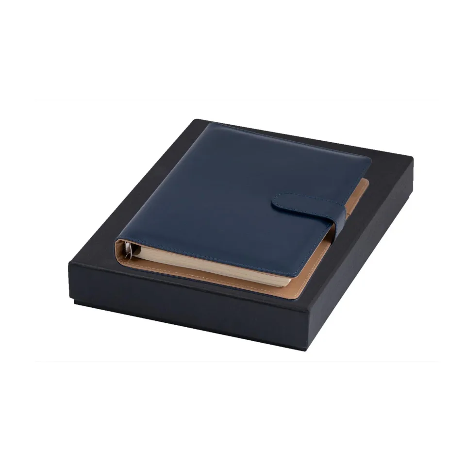 Organizer Office 1, A5, inel, piele, ambalat, albastru