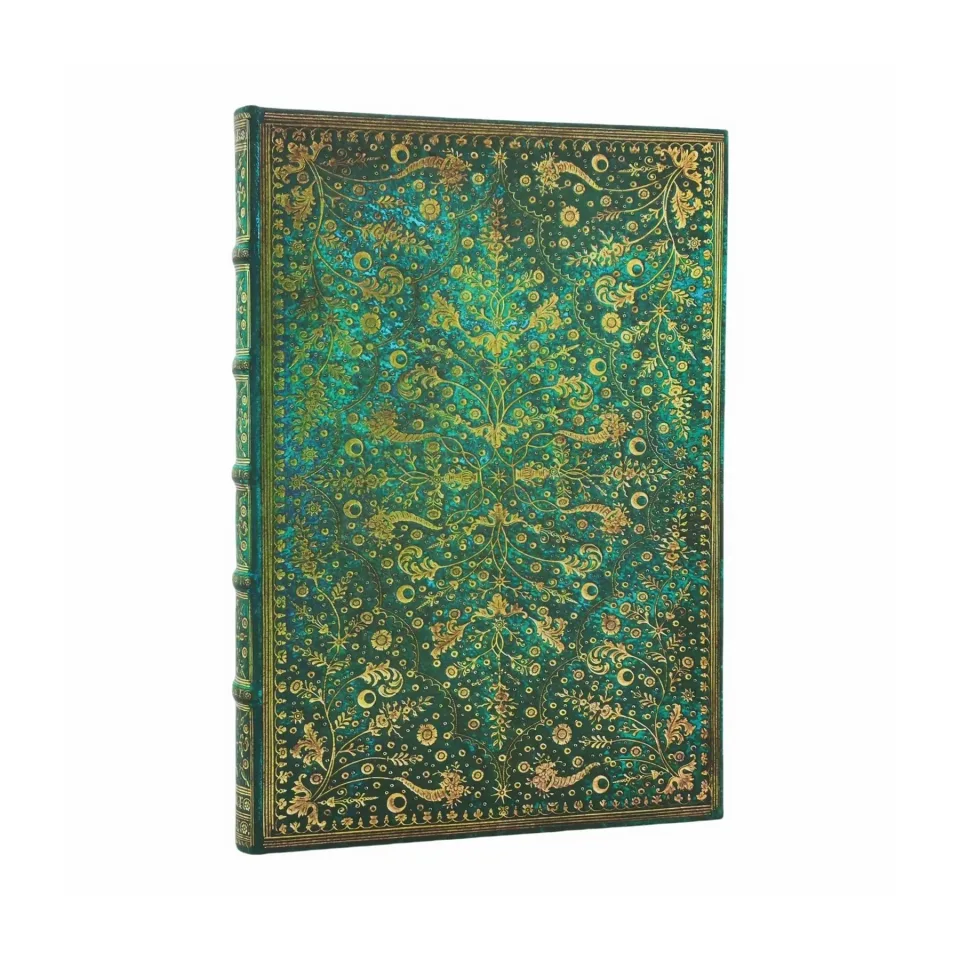 Carnet Paperblanks Emerald Flower, Midi, fără linii, copertă tare, 72 file
