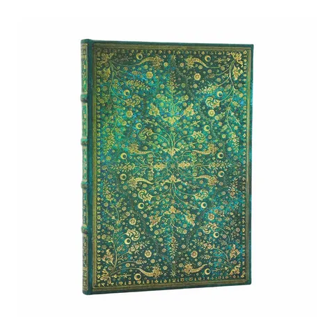 Paperblanks Journal Emerald Flower, Midi, liniatură mare, copertă tare, 72 coli