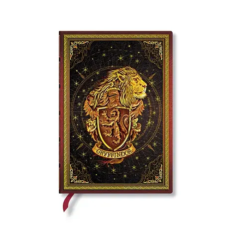 Paperblanks Journal Gryffindor, Midi, cu linii late, copertă tare, 72 foi