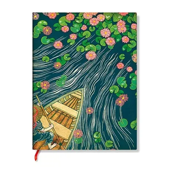 Paperblanks Caiet Lotus River, Ultra, cu linii late, copertă moale, 88 file
