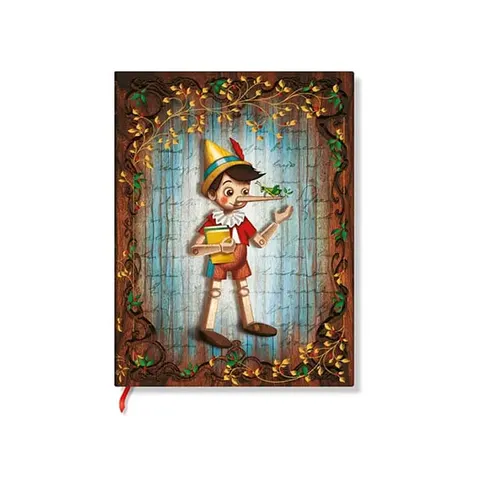 Paperblanks Caiet Pinocchio, Mini, cu linii late, copertă tare, 88 file